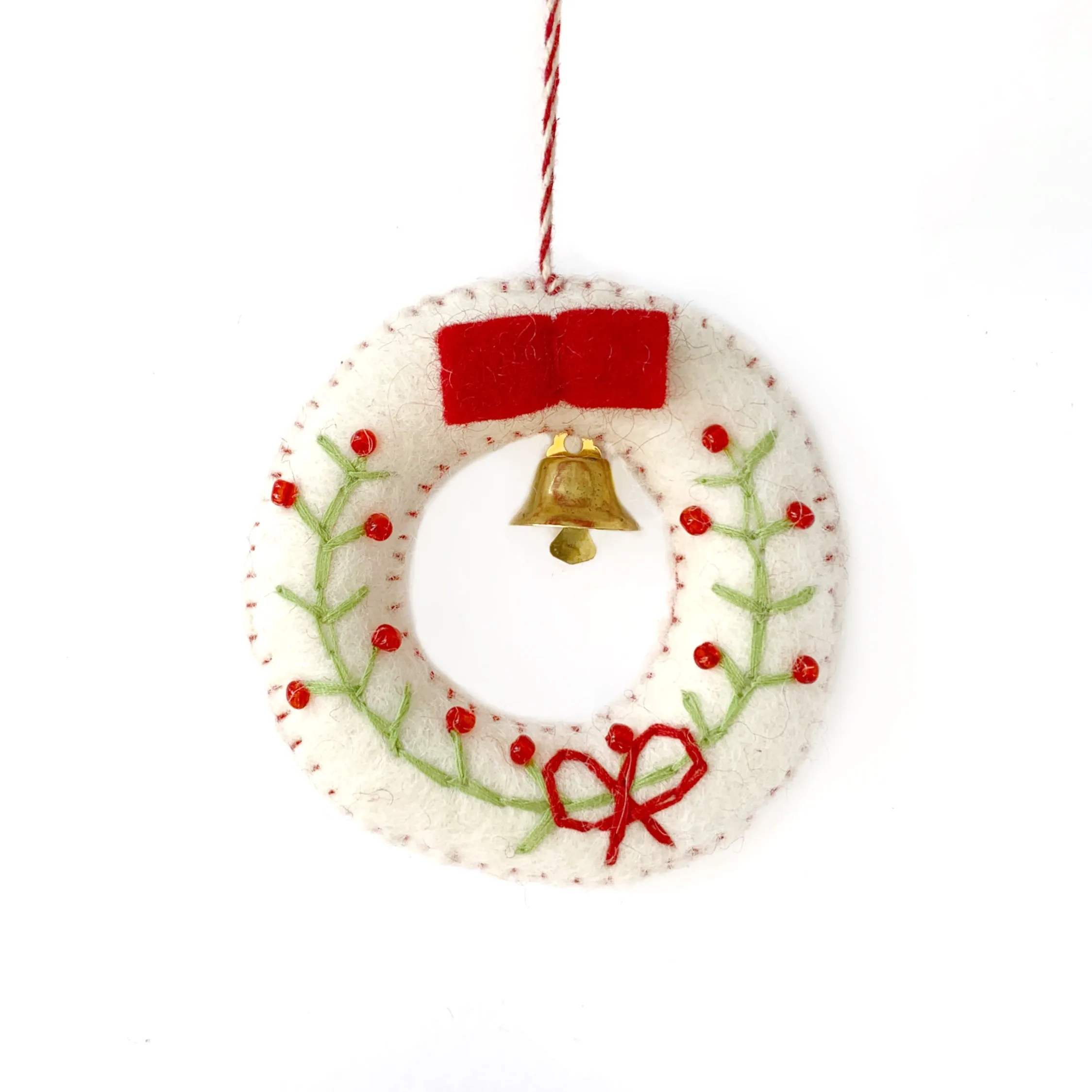 Wreath with Bell Ornament, Felt Wool