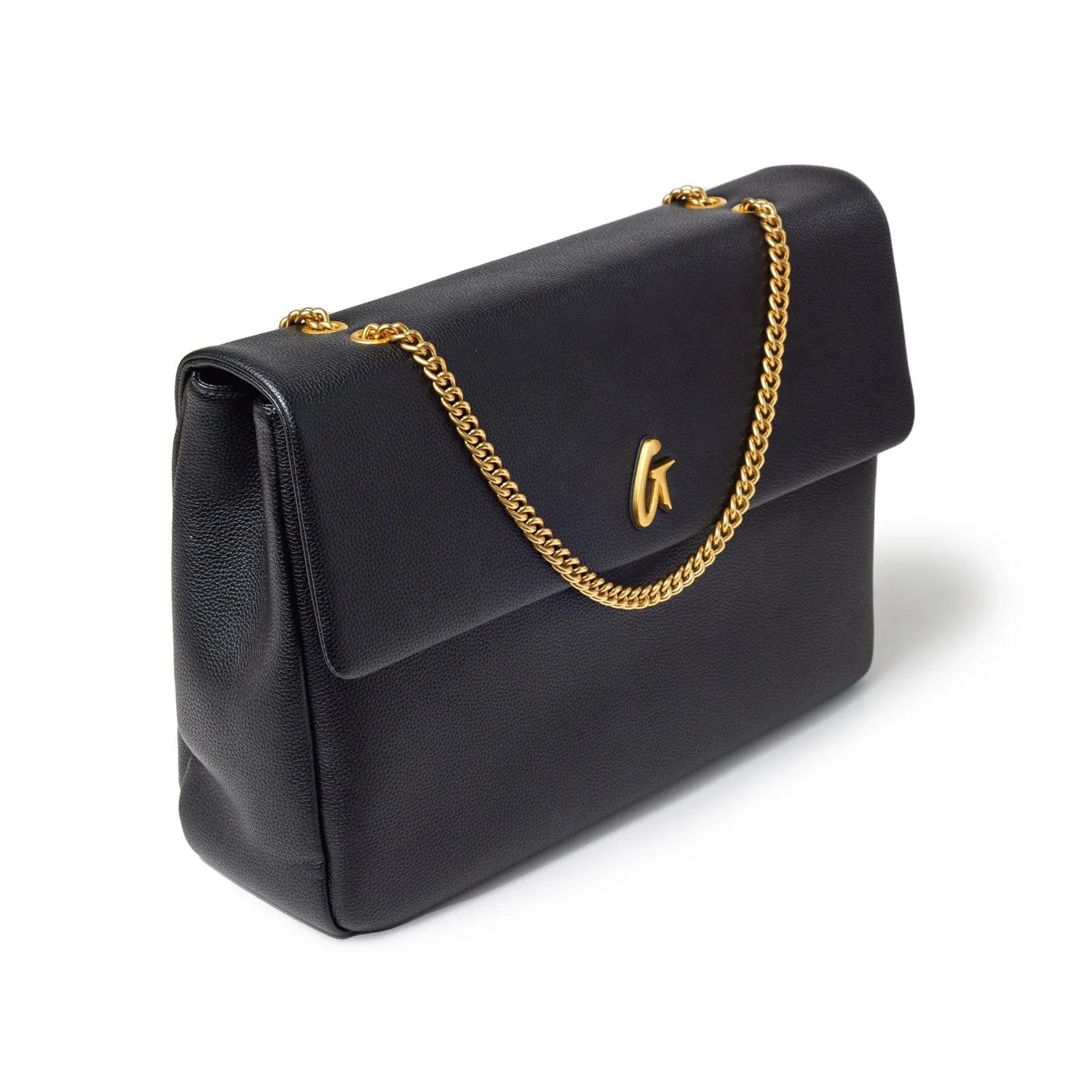 XL PEBBLE FLAP BAG - BLACK