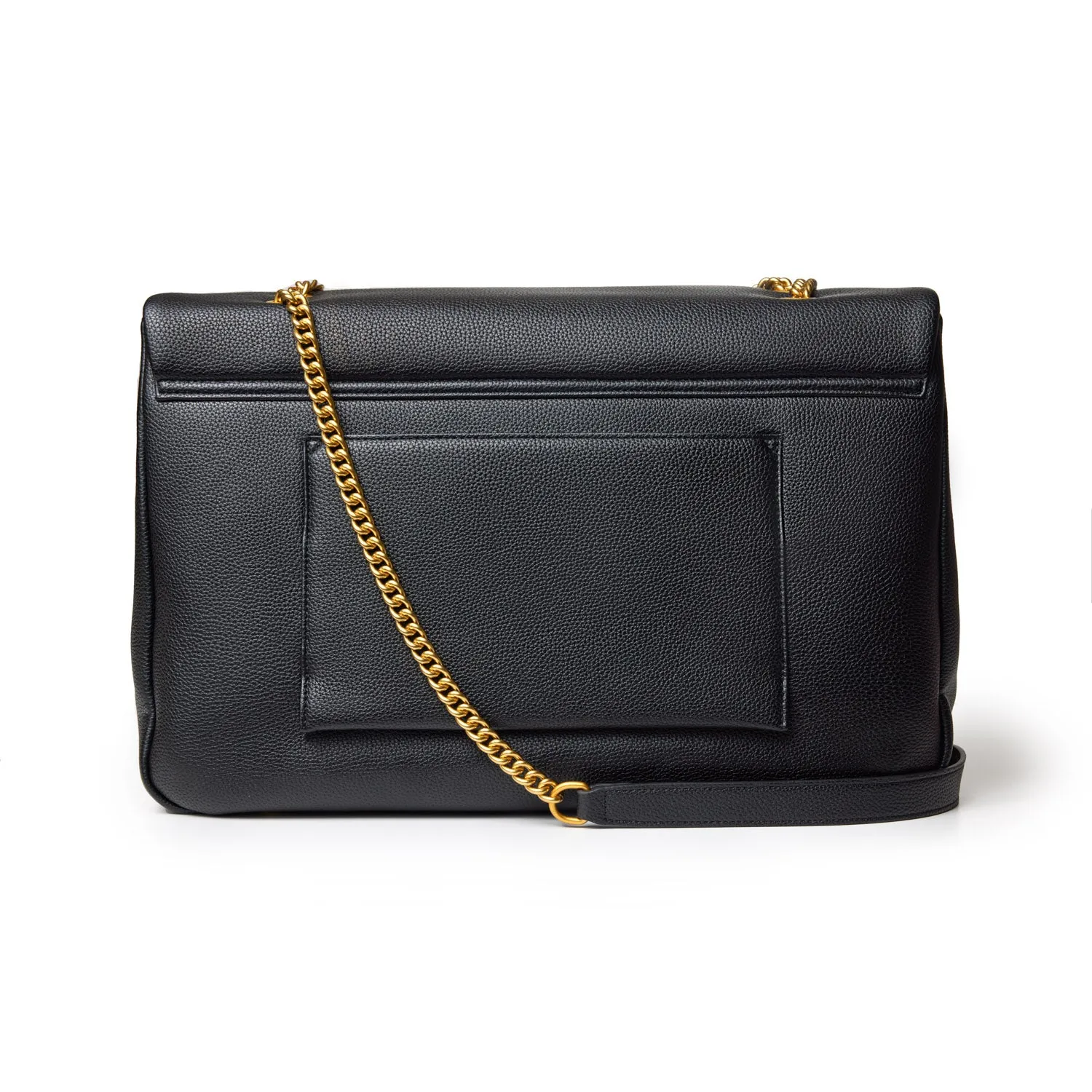 XL PEBBLE FLAP BAG - BLACK