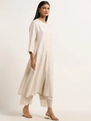 Zuba Light Beige A-Line Cotton Kurta